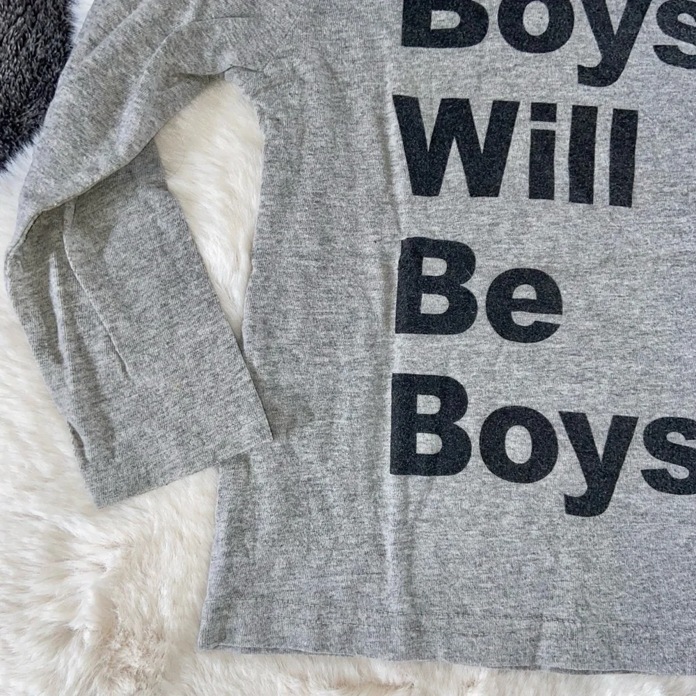 Old Navy grey long sleeve tee shirt Boys Will Be Boys  graphic kids 4T